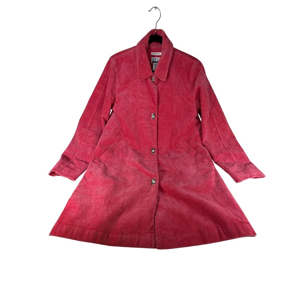 Vintage Jones Studio Corduroy Long Coat Rose Pink Size XS Paisley Lined